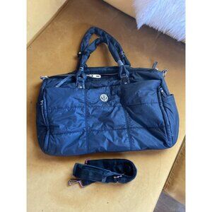 Lululemon Black Quilted Gym Duffel Bag w/ Watercolor Lining